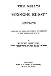 Cover of: The essays of "George Eliot." by George Eliot