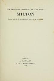 Cover of: prophetic books of William Blake; Milton