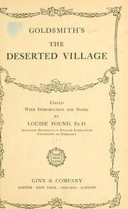 Cover of: Goldsmith's The deserted village. by Oliver Goldsmith, Eugène Tr Chevallier, Oliver Goldsmith