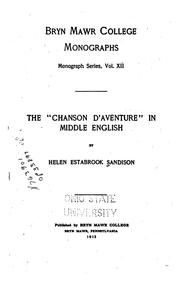 Cover of: The " chanson d'aventure" in Middle English by Helen Estabrook Sandison