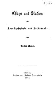 Cover of: Essays und studien zur sprachgeschichte und volkskunde