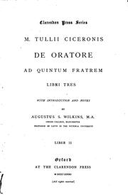 Cover of: M. Tullii Ciceronis De oratore ad Quintum Fratrem libri tres