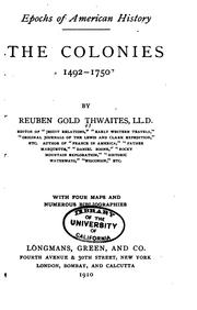 Cover of: The colonies, 1422-1750 by Reuben Gold Thwaites