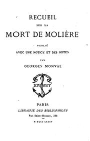 Cover of: Recueil sur la mort de Molière