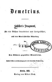 Cover of: Demetrius by Friedrich Schiller