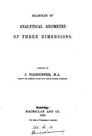 Cover of: Examples of analytical geometry of three dimensions