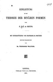 Cover of: Einleitung in die Theorie der binären Formen