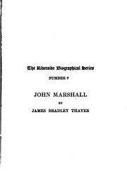 Cover of: John Marshall | James Bradley Thayer