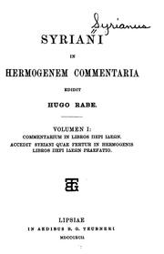 Cover of: Syriani in Hermogenem commentaria by Syrianus.