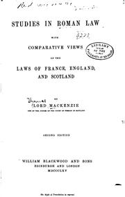 Front cover of Studies in Roman law by Thomas Mackenzie Mackenzie