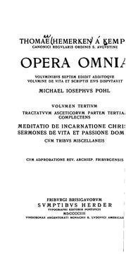 Cover of: Thomas Hemerken a Kempis, Opera omnia