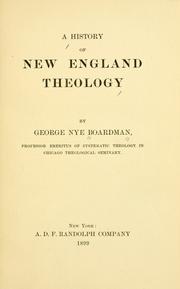 Cover of: A history of New England theology