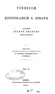 Cover of: Vindiciae epistolarum S. Ignatii by John Pearson