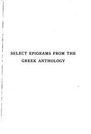 Cover of: Select epigrams from the Greek anthology