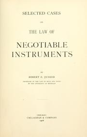 Cover of: Selected cases on the law of negotiable instruments