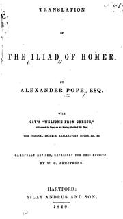 Cover of: Translation of the Iliad of Homer by Όμηρος