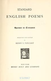 Cover of: Standard English poems by Pancoast, Henry Spackman