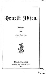 Cover of: Henrik Ibsen by Leo Berg