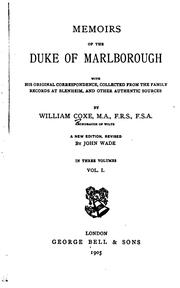 Cover of: Memoirs of the Duke of Marlborough--Volume 1 of 3 by Coxe, William