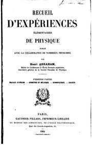 Cover of: Recueil d'expériences élémentaires de physique