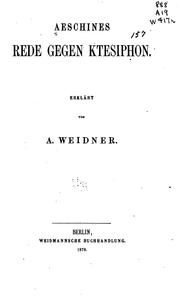 Cover of: Rede gegen Ktesiphon by Aeschines, Aeschines