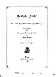 Cover of: Deutsche liebe by F. Max Müller