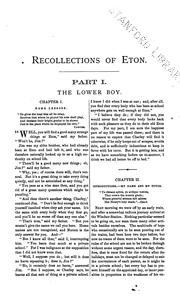 Cover of: Recollections of Eton