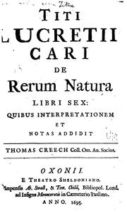 Cover of: Titi Lucretii Cari De rerum natura libri sex by Titus Lucretius Carus
