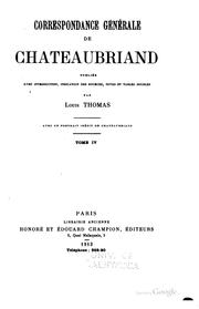 Cover of: Correspondance générale de Chateaubriand: publiée avec introduction, indication des sources, notes et tables doubles