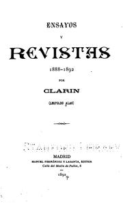 Cover of: Ensayos y revistas: 1888-1892