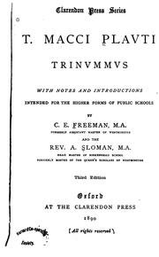 Cover of: T. Macci Plauti Trinummus by Titus Maccius Plautus