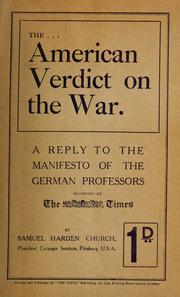 The American verdict on the war by Samuel Harden Church