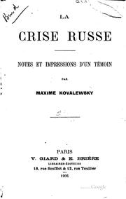Cover of: La crise russe: notes et impressions d'un témoin