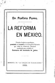 Cover of: Estudio histórico-sociológico sobre la Reforma en México by Porfirio Parra