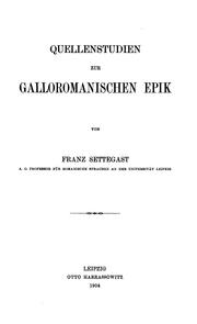 Cover of: Quellenstudien zur galloromanischen epik.