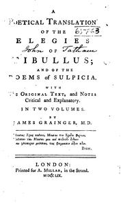 Cover of: A poetical translation of the elegies of Tibullus by Albius Tibullus