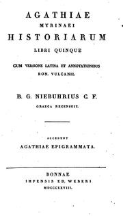 Cover of: Agathiae Myrinaei Historiarum libri quinque by Agathias
