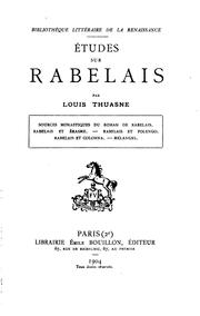 Cover of: Études sur Rabelais