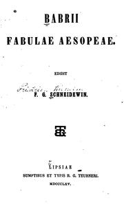 Cover of: Babrii Fabulae Aesopeae by Babrius.