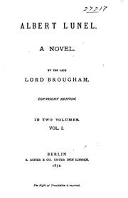 Cover of: Albert Lunel by Brougham and Vaux, Henry Brougham Baron