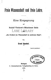Cover of: Freie Wissenschaft und freie Lehre by Ernst Haeckel