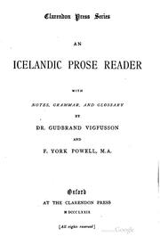 Cover of: An Icelandic prose reader by Guðbrandur Vigfússon