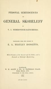 Cover of: Personal reminiscences of General Skobeleff