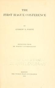 Cover of: The first Hague conference by Andrew Dickson White