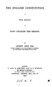 Cover of: The English constitution in the reign of King Charles the Second