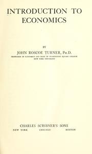 Cover of: Introduction to economics | Turner, John Roscoe
