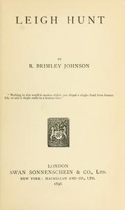 Cover of: Leigh Hunt by R. Brimley Johnson