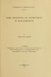 Cover of: Some influences of environment in Massachusetts