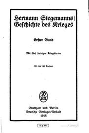 Cover of: Hermann Stegemanns Geschichte des Krieges.