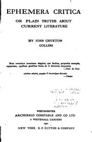 Cover of: Ephemera critica by John Churton Collins